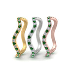 Load image into Gallery viewer, stacking-3-tone-wave-diamond-ring-with-emerald-in-white-gold-FD124152GEMANGLE3-NL-WG.jpg