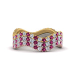 Load image into Gallery viewer, stacking-3-tone-wave-diamond-ring-with-pink-sapphire-in-white-gold-FD124152GPSANGLE3-NL-WG.jpg