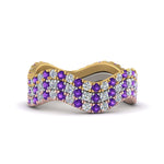Load image into Gallery viewer, stacking-3-tone-wave-diamond-ring-with-purple-topaz-in-white-gold-FD124152GVTOANGLE3-NL-WG.jpg