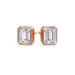 Load image into Gallery viewer, Stud Earring Emerald Diamond Bezel