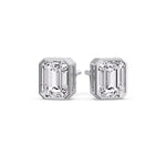 Load image into Gallery viewer, Stud Earring Emerald Diamond Bezel