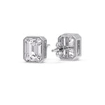 Load image into Gallery viewer, Stud Earring Emerald Diamond Bezel