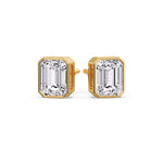Load image into Gallery viewer, Stud Earring Emerald Diamond Bezel