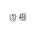 Load image into Gallery viewer, Stud Earring Emerald Diamond Bezel