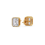 Load image into Gallery viewer, Stud Earring Emerald Diamond Bezel