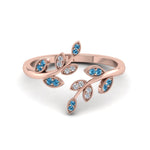 Load image into Gallery viewer, swirl-leaf-promise-diamond-ring-with-ice-blue-topaz-in-14K-rose-gold-FD8342GICBLTO-NL-RG