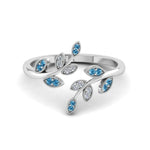 Load image into Gallery viewer, swirl-leaf-promise-diamond-ring-with-ice-blue-topaz-in-14K-white-gold-FD8342GICBLTO-NL-WG