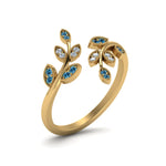 Load image into Gallery viewer, swirl-leaf-promise-diamond-ring-with-ice-blue-topaz-in-14K-yellow-gold-FD8342GICBLTO-NL-YG