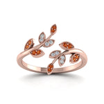 Load image into Gallery viewer, swirl-leaf-promise-diamond-ring-with-orange-sapphire-in-14K-rose-gold-FD8342GSAOR-NL-RG