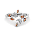 Load image into Gallery viewer, swirl-leaf-promise-diamond-ring-with-orange-sapphire-in-14K-white-gold-FD8342GSAOR-NL-WG