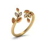 Load image into Gallery viewer, swirl-leaf-promise-diamond-ring-with-orange-sapphire-in-14K-yellow-gold-FD8342GSAOR-NL-YG