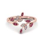 Load image into Gallery viewer, swirl-leaf-promise-diamond-ring-with-pink-sapphire-in-14K-rose-gold-FD8342GSADRPI-NL-RG