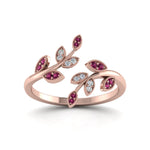 Load image into Gallery viewer, swirl-leaf-promise-diamond-ring-with-pink-sapphire-in-14K-rose-gold-FD8342GSADRPI-NL-RG
