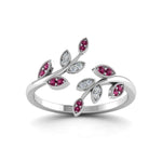 Load image into Gallery viewer, swirl-leaf-promise-diamond-ring-with-pink-sapphire-in-14K-white-gold-FD8342GSADRPI-NL-WG