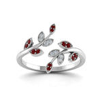 Load image into Gallery viewer, swirl-leaf-promise-diamond-ring-with-ruby-in-14K-white-gold-FD8342GRUDR-NL-WG
