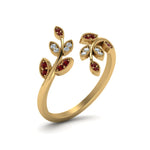 Load image into Gallery viewer, swirl-leaf-promise-diamond-ring-with-ruby-in-14K-yellow-gold-FD8342GRUDR-NL-YG