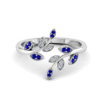 Load image into Gallery viewer, swirl-leaf-promise-diamond-ring-with-sapphire-in-14K-white-gold-FD8342GSABL-NL-WG