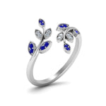 Load image into Gallery viewer, swirl-leaf-promise-diamond-ring-with-sapphire-in-14K-white-gold-FD8342GSABL-NL-WG