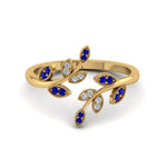 Load image into Gallery viewer, swirl-leaf-promise-diamond-ring-with-sapphire-in-14K-yellow-gold-FD8342GSABL-NL-YG
