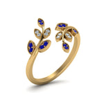 Load image into Gallery viewer, swirl-leaf-promise-diamond-ring-with-sapphire-in-14K-yellow-gold-FD8342GSABL-NL-YG