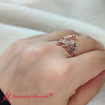 Load image into Gallery viewer, swirl-leaf-promise-diamond-ring-with-sapphire-in-rose-gold-FD8342GSABL-NL-RG