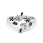 Load image into Gallery viewer, swirl-leaf-promise-ring-with-black-diamond-in-14K-white-gold-FD8342GBLACK-NL-WG