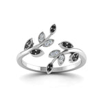 Load image into Gallery viewer, swirl-leaf-promise-ring-with-black-diamond-in-14K-white-gold-FD8342GBLACK-NL-WG