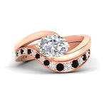 Load image into Gallery viewer, swirl-oval-east-west-black-diamond-wedding-ring-set-in-rose-gold-fd11522gblack-nl-rg