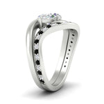 Load image into Gallery viewer, swirl-oval-east-west-black-diamond-wedding-ring-set-in-white-gold-fd11522gblack-nl-wg