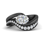 Load image into Gallery viewer, swirl-oval-east-west-diamond-wedding-ring-set-in-black-gold-fd11522-nl-bg