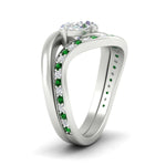 Load image into Gallery viewer, swirl-oval-east-west-emerald-wedding-ring-set-in-white-gold-fd11522gemgr-nl-wg