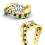 Load image into Gallery viewer, swirl-oval-east-west-emerald-wedding-ring-set-in-yellow-gold-fd11522gemgr-nl-yg