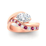 Load image into Gallery viewer, swirl-oval-east-west-pink-sapphire-wedding-ring-set-in-rose-gold-fd11522gsadrpi-nl-rg