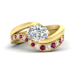 Load image into Gallery viewer, swirl-oval-east-west-pink-sapphire-wedding-ring-set-in-yellow-gold-fd11522gsadrpi-nl-yg