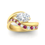 Load image into Gallery viewer, swirl-oval-east-west-pink-sapphire-wedding-ring-set-in-yellow-gold-fd11522gsadrpi-nl-yg