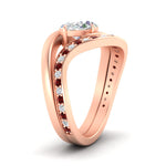 Load image into Gallery viewer, swirl-oval-east-west-ruby-wedding-ring-set-in-rose-gold-fd11522grudr-nl-rg