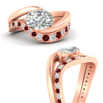 Load image into Gallery viewer, swirl-oval-east-west-ruby-wedding-ring-set-in-rose-gold-fd11522grudr-nl-rg