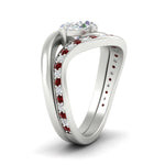 Load image into Gallery viewer, swirl-oval-east-west-ruby-wedding-ring-set-in-white-gold-fd11522grudr-nl-wg