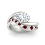 Load image into Gallery viewer, swirl-oval-east-west-ruby-wedding-ring-set-in-white-gold-fd11522grudr-nl-wg