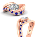 Load image into Gallery viewer, swirl-oval-east-west-sapphire-wedding-ring-set-in-rose-gold-fd11522gsabl-nl-rg