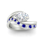 Load image into Gallery viewer, swirl-oval-east-west-sapphire-wedding-ring-set-in-white-gold-fd11522gsabl-nl-wg