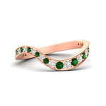 Load image into Gallery viewer, swirl-pave-emerald-wedding-band-in-rose-gold-fd11522bgemgr-nl-rg