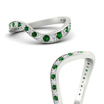 Load image into Gallery viewer, swirl-pave-emerald-wedding-band-in-white-gold-fd11522bgemgrangle3-nl-wg