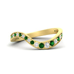 Load image into Gallery viewer, swirl-pave-emerald-wedding-band-in-yellow-gold-fd11522bgemgr-nl-yg