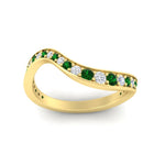 Load image into Gallery viewer, swirl-pave-emerald-wedding-band-in-yellow-gold-fd11522bgemgrangle5-nl-yg