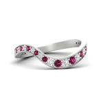 Load image into Gallery viewer, swirl-pave-pink-sapphire-wedding-band-in-white-gold-fd11522bgsadrpi-nl-wg