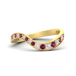 Load image into Gallery viewer, swirl-pave-pink-sapphire-wedding-band-in-yellow-gold-fd11522bgsadrpi-nl-yg