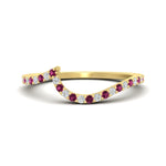 Load image into Gallery viewer, swirl-pave-pink-sapphire-wedding-band-in-yellow-gold-fdens7806ovbgsadrpi-nl-yg.jpg?v=1759992381