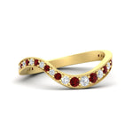 Load image into Gallery viewer, swirl-pave-ruby-wedding-band-in-yellow-gold-fd11522bgrudr-nl-yg