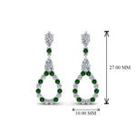 Load image into Gallery viewer, teardrop-diamond-earring-for-women-with-emerald-in-14K-white-gold-FDEAR8106GEMGRANGLE1-NL-WG